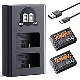 K&amp;F CONCEPT 1600mAh EN-EL25 Battery 2-Pack EN-EL25A Battery and Dual LCD Battery Charger for Nikon Z50II, Z50, Z30, Z FC Camera MH-32 Battery Charger