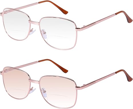 Amazon Com 2 Pairs Bifocal Reading Glasses 1 50 Mens Womens