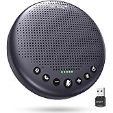 EMEET Conference Speaker and Microphone w/8 Mics, 360° Voice Pickup, Noise Reduction, Bluetooth/USB/Dongle Speakerphone for 10 People w/Daisy Chain for 18, Compatible w/Leading Platforms, 2025 Version