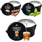 3 Pack Massage Oil Candles 2.35oz Low Temp Massage Candle Wax Spa Therapy Body Oil Valentines Gifts for Relaxation, Couples, or Self-Care (2.35 oz, Eucalyptus Mint, Cedar Sandalwood, Caramel Whisky)