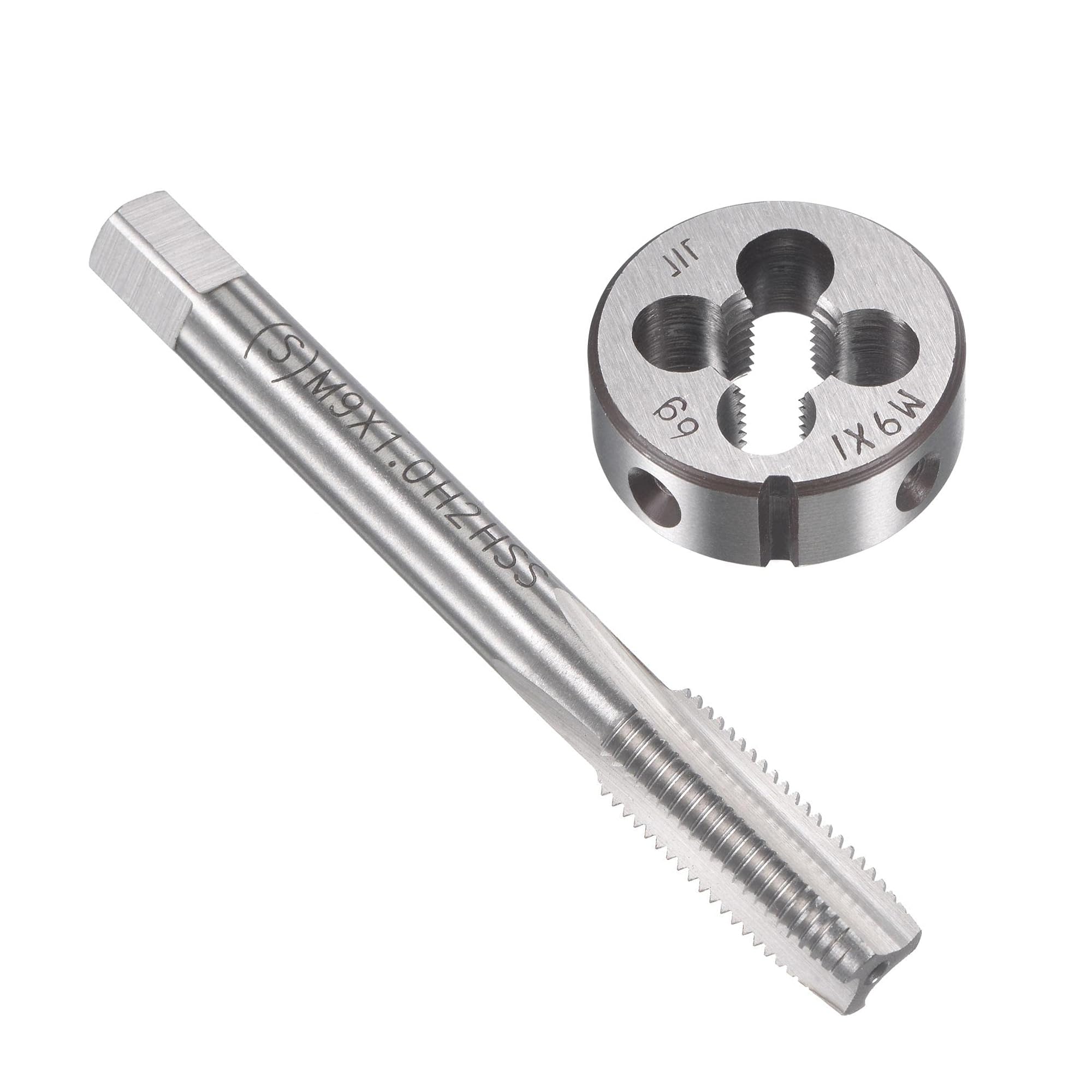 Unifizz M9 x 1mm Metric Tap and Die Set, Machine Thread Screw Tap with Round Threading Die, Tap & Die Kit for Nut Screw Bolt Thread Repair