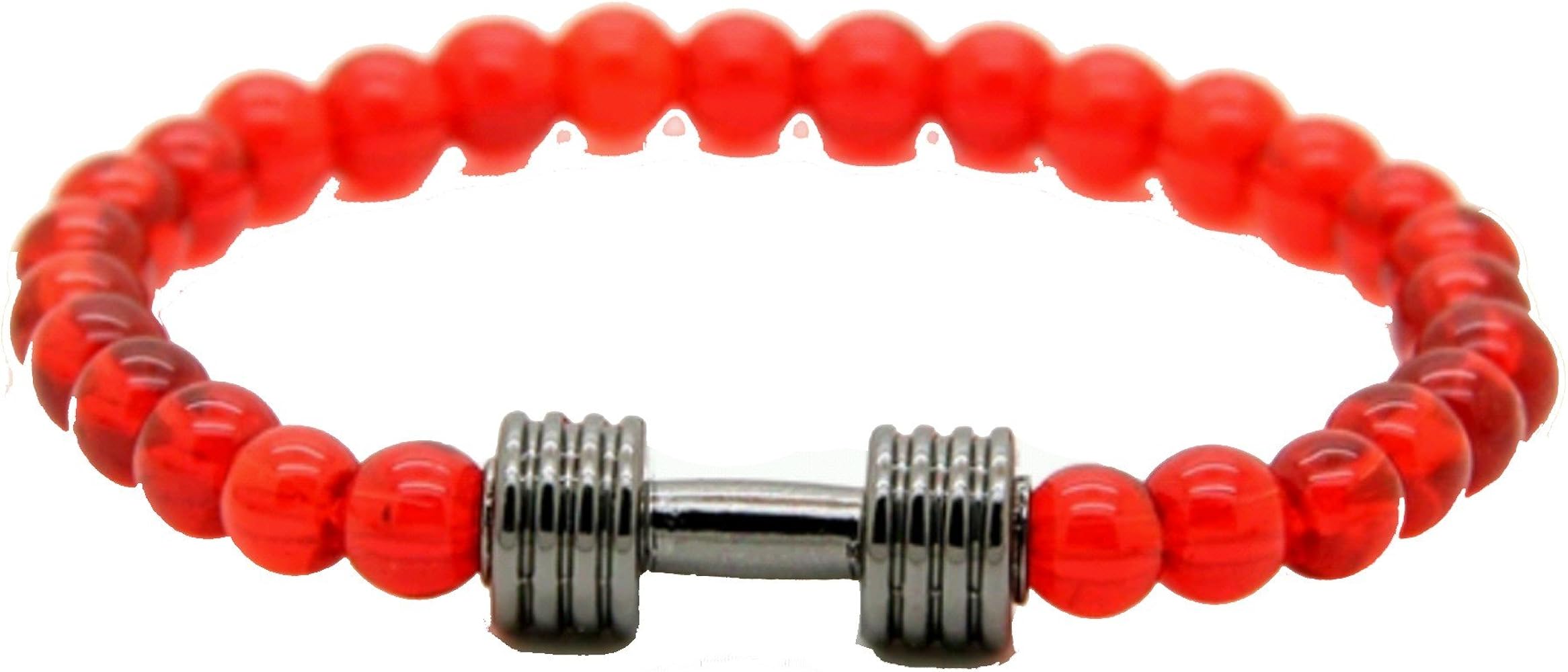 A. M. Sport Pulsera fitness de mujer y hombre con bolas rojas y ...