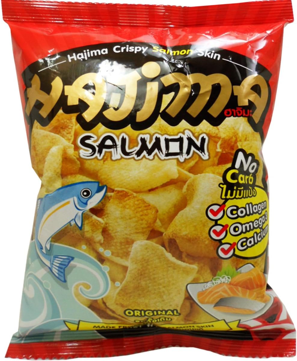 Crispy Salmon Skin Original Flavor Snack Net Wt 20 G (0.71 Oz) Hajima Brand X 5 Bags