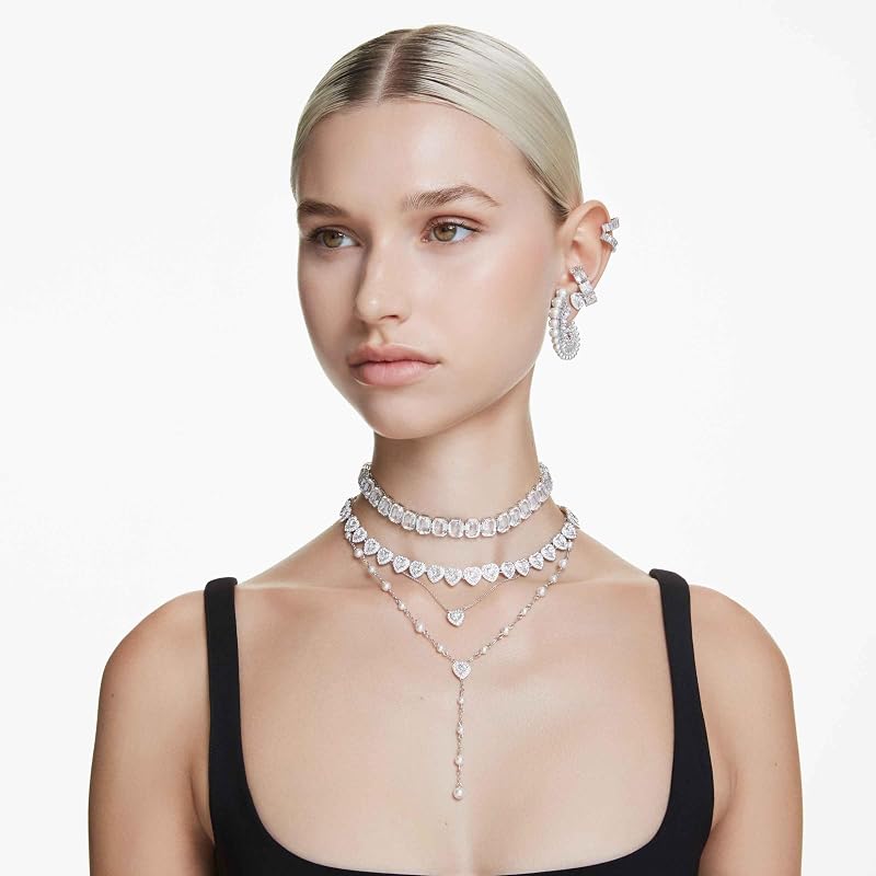 Ariana Grande x Armband, Rhodiniertes Damenarmband mit Kristallherzen in Klarem Pavé und Verschiedenen Schliffen, Armbandlänge: 16.8-21.8 cm, Armbandbreite: 1.9 cm