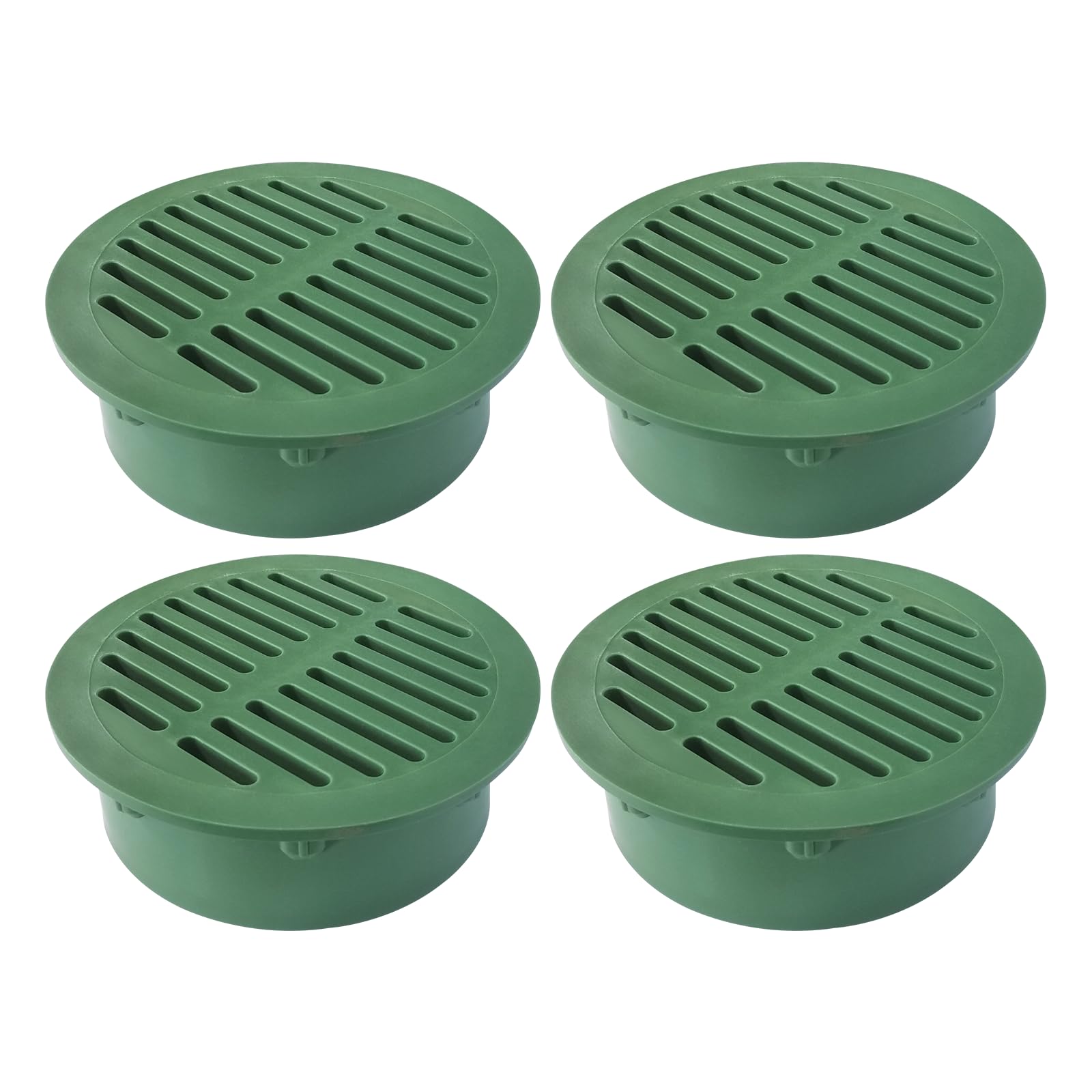 Photo 1 of (4-Pack) Calvana 6” Plastic Round Drainage Grate Cover, Compatible with NDS 50, for Small Lawns, Landscaping, and Patios, Green