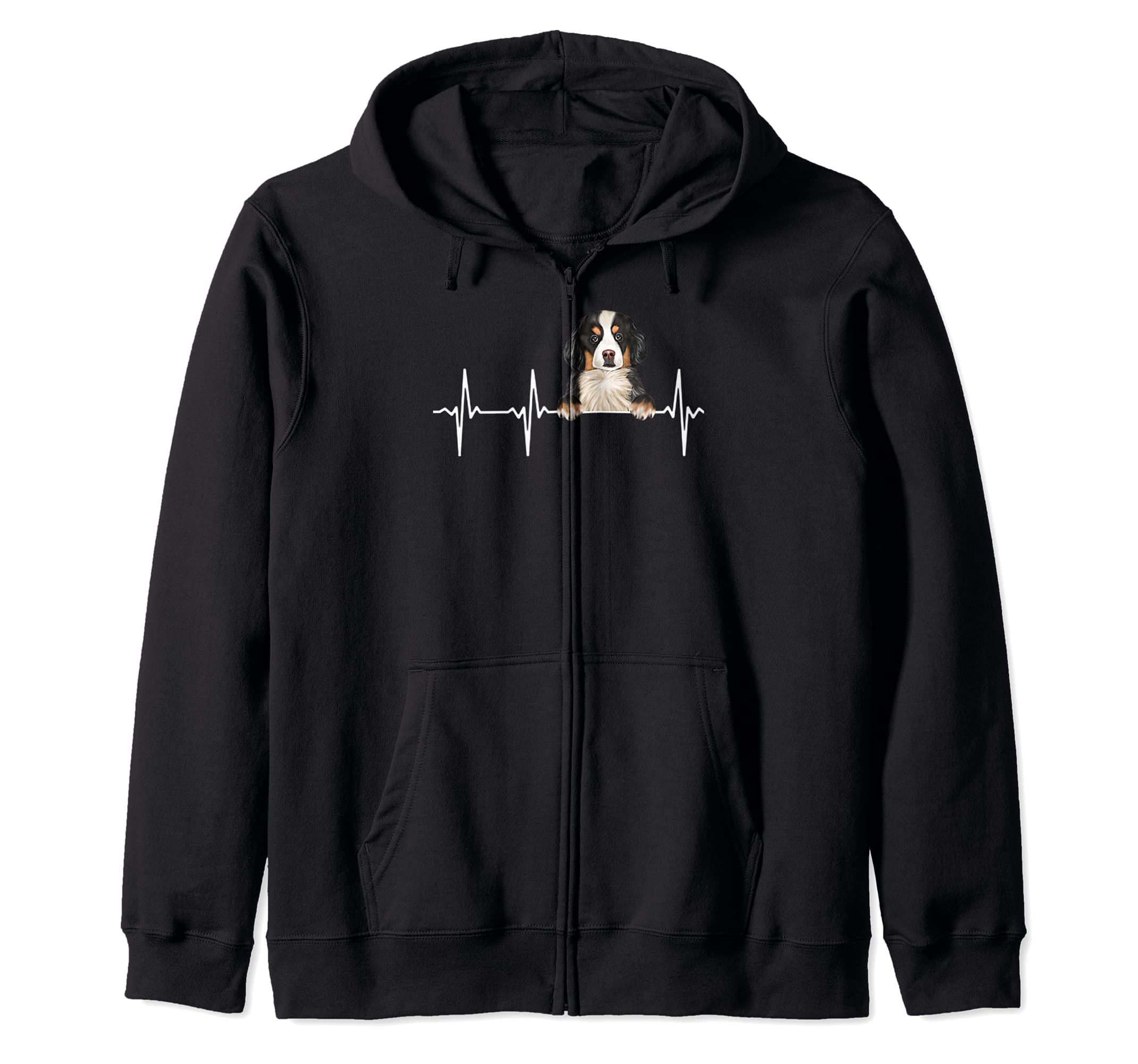 Funny Dog Heartbeat For Bernese Mountain Dog Lovers Zip Hoodie