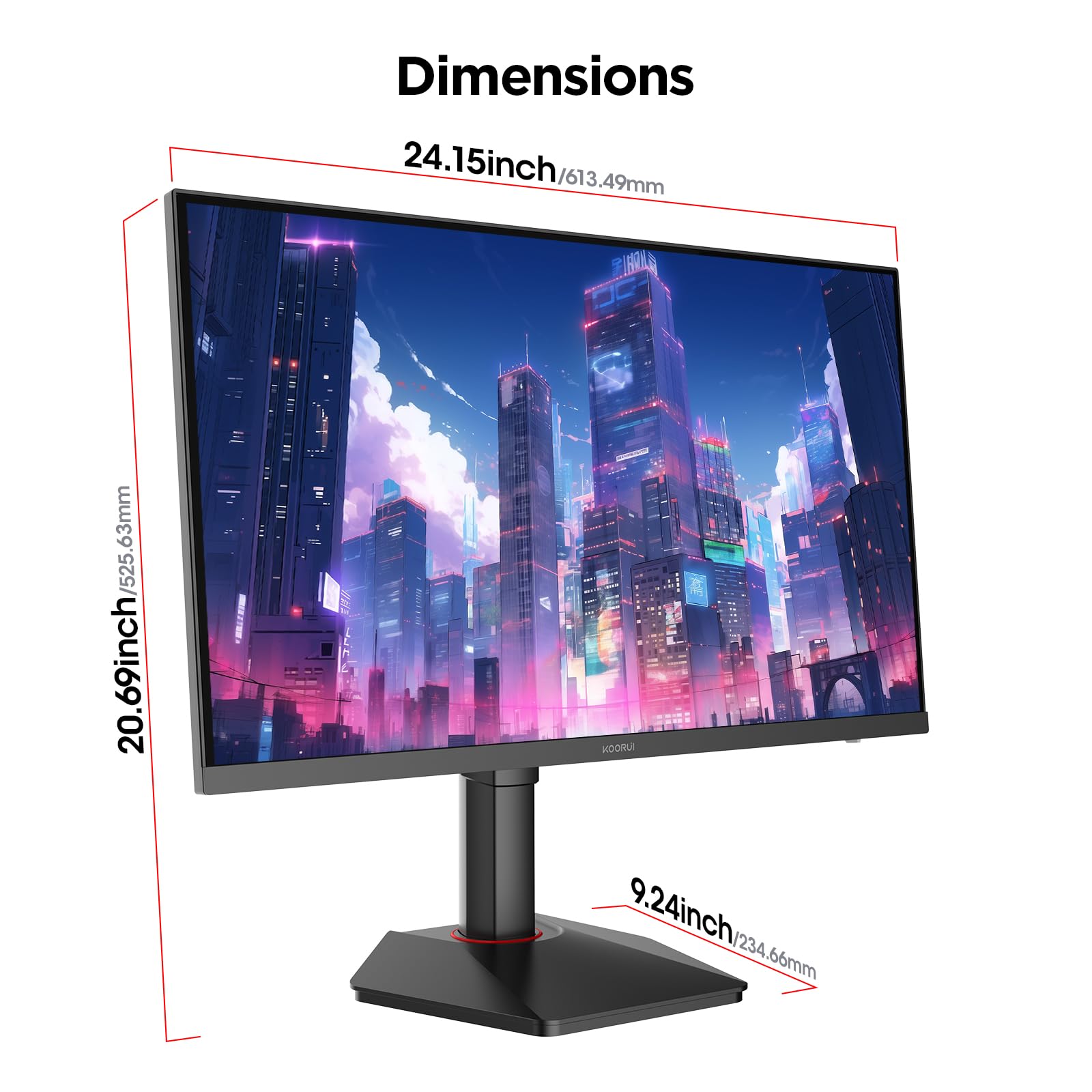 KOORUI G2722P 27 Zoll Gaming Monitor, 200Hz PC Bildschirm, QHD 2560x1440 Fast IPS, 1ms, HDR400, Adaptive Sync HDMI 2.0 & DP 1.4, VESA 75x75mm, Höhenverstellbar & Drehbar 8