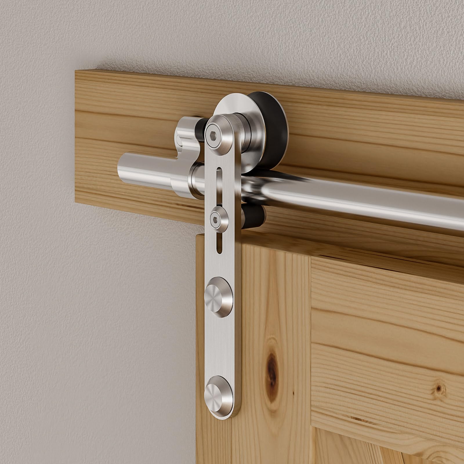 Sliding Door Fitting Stainless Steel 183 cm Sliding Door System Complete Set Rail Wheels Set for 1 Wooden Door 91 cm Wide, I Shape