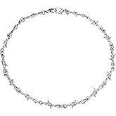 ChainsPro 6mm Barbed Wire Chain Necklace for Men Women, 18-24inch Stainless Steel/Gold Plated/Black Hip Hop Necklaces-Send Gift Box