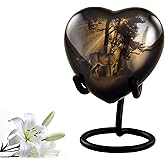 Gone Hunting Deer Heart Keepsake Urn with Sunrays – Majestic Buck Sharing Urn – Handcrafted Mini Memorial Cremation Urn for Human Ashes with Display Stand & Velvet Box (Heart Keepsake)