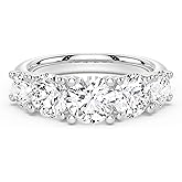 MSBLUE 3.2 Carat Round Cut Moissanite Engagement Ring, 925 Sterling Silver Anniversary Band