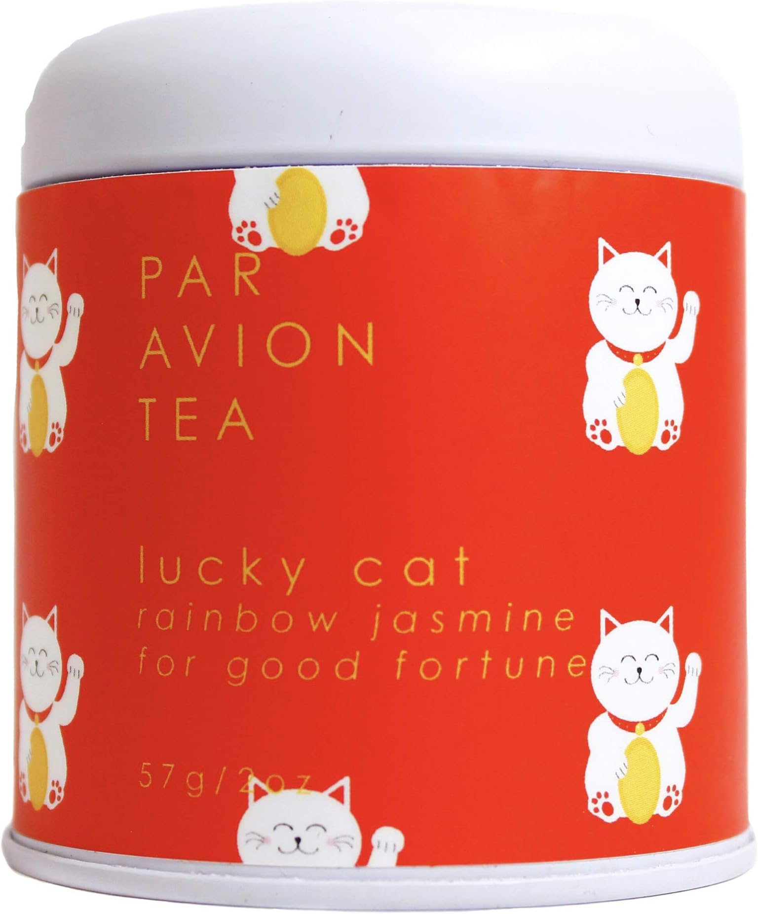 Par Avion Tea , Lucky Cat - Small Batch Loose Leaf Rainbow Jasmine Tea for Good Fortune - 2 oz