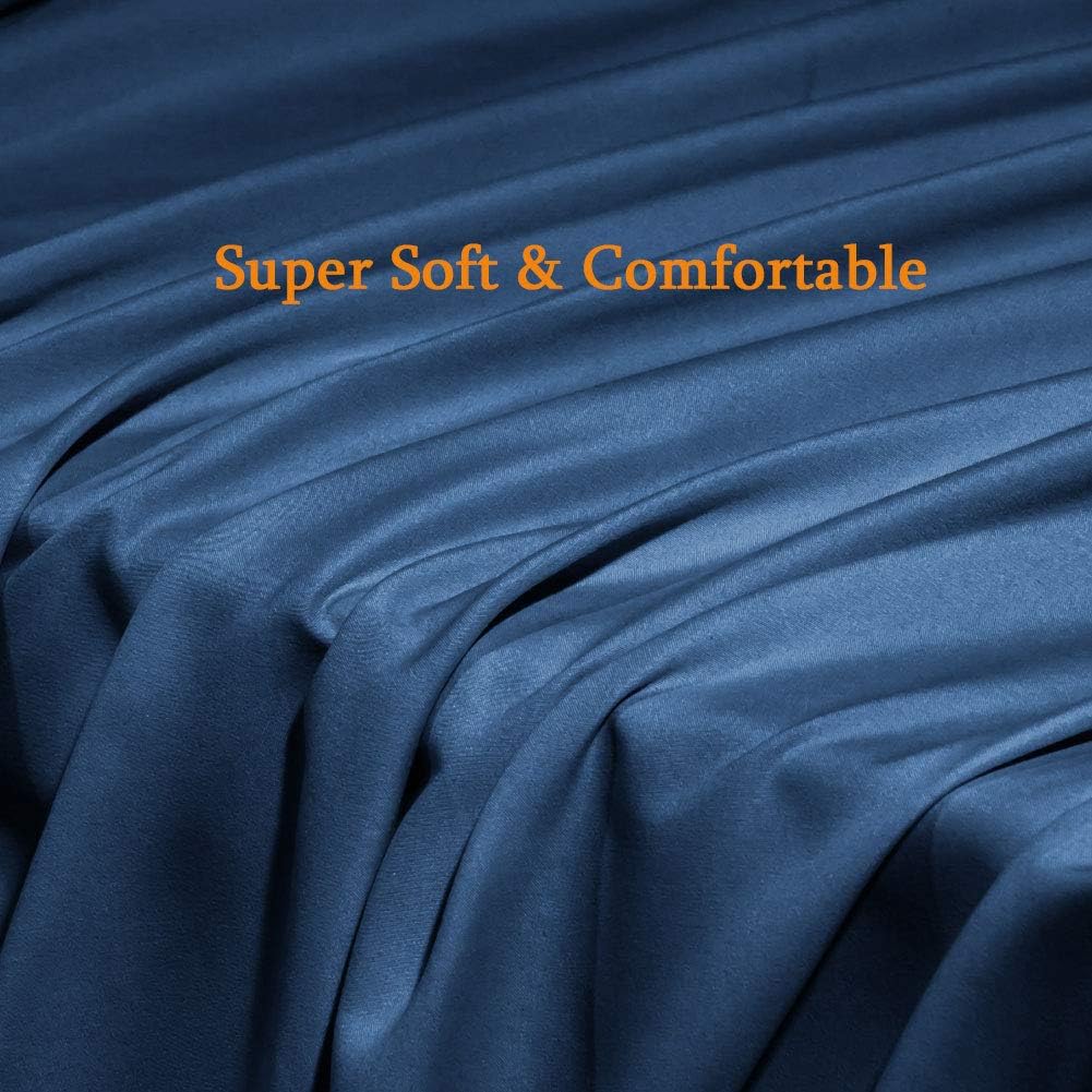 SONORO KATE Bed Sheet Set Super Soft Microfiber 1800 Thread Count Luxury Egyptian Sheets Fit 18-24 Inch Deep Pocket Mattress Wrinkle and Hypoallergenic-6 Piece (Navy Blue, Queen): Home & Kitchen