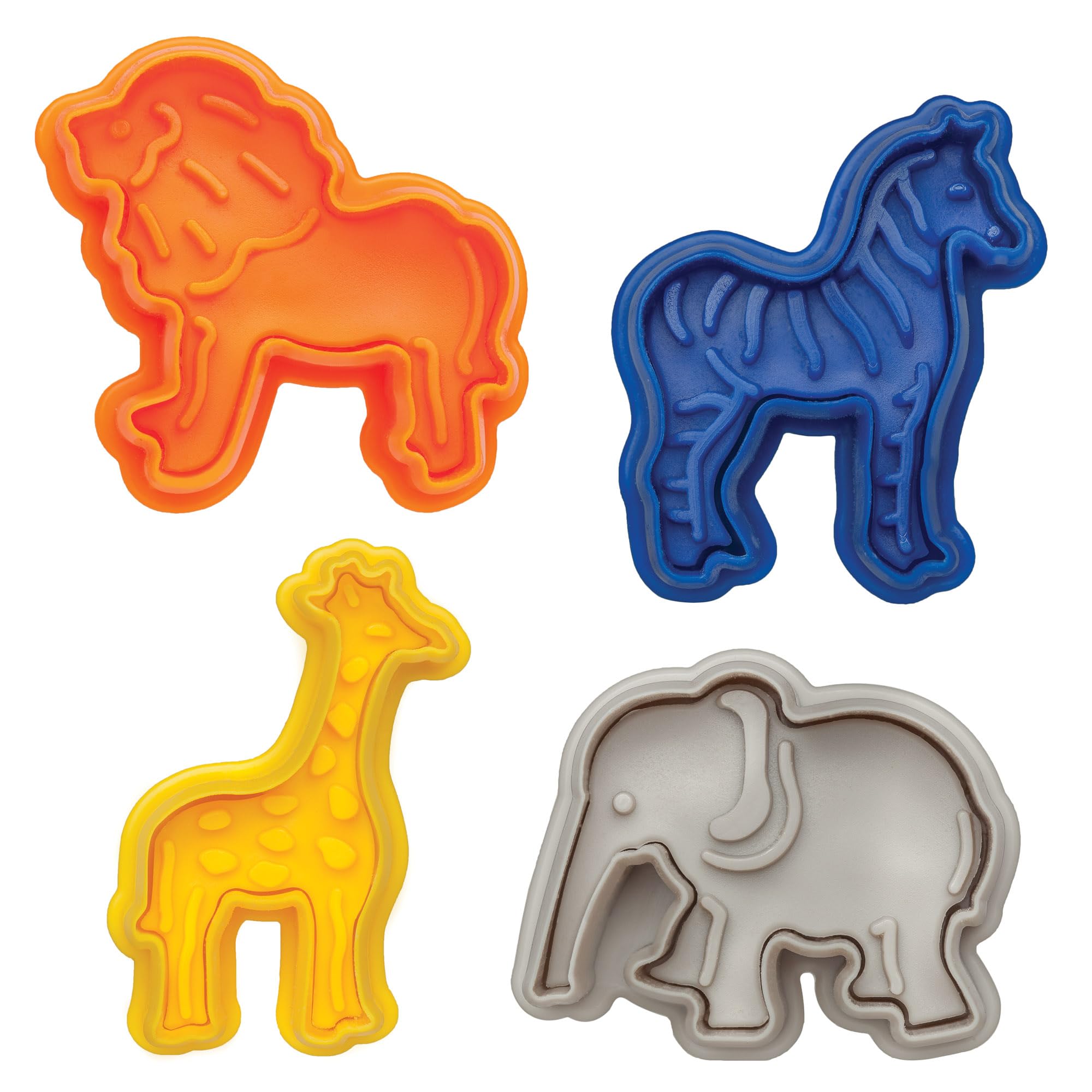 Photo 1 of Mrs. Anderson's Baking Animal Cracker Cookie Cutters, Set of 4, Spring-Action Embossing Cutters For Cookies, Fondant, And Pastry Dough