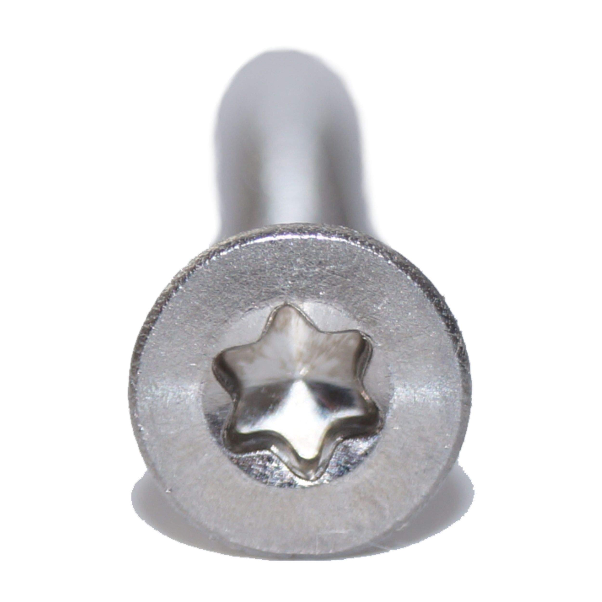 Countersunk Screws with Hexalobular Socket M6X80/80 TX30 50 Pieces ISO 14581 A2 Stainless Steel Rust-Proof Countersunk Screw