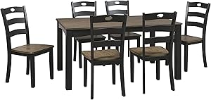 Signature Design By Ashley - Froshburg Dining Room Table Set of 7 - Casual Style - Grayish Brown/Black