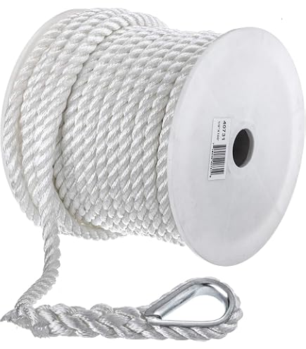 3/4" X 100' Premium White Twisted Nylon Rope – Boat Anchor & Mooring Dock Line
