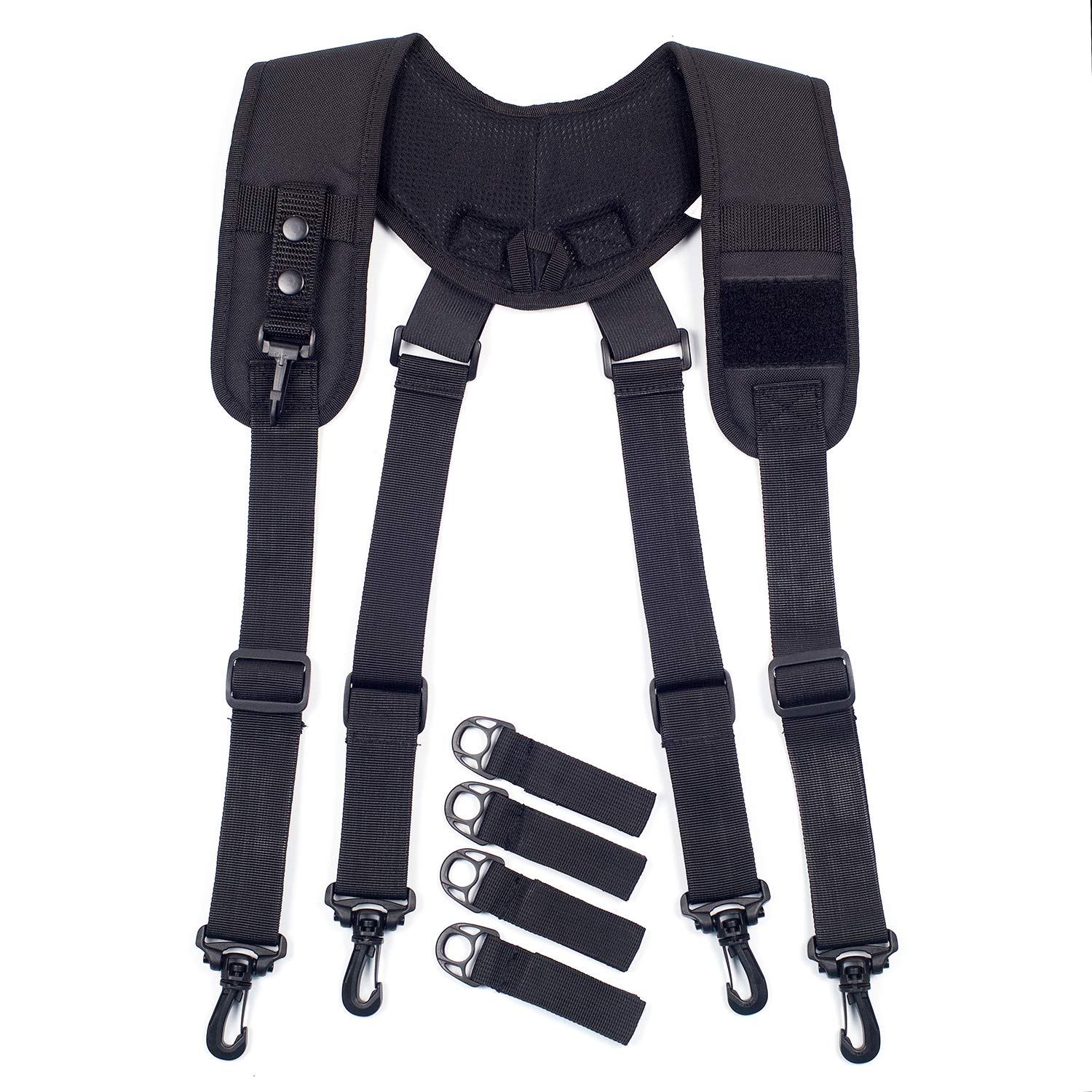 AISENIN Tactical Suspenders Tactical Duty Belt Harness Padded Tool Belt Suspenders with Key Holder and Velcro Patch (Black)