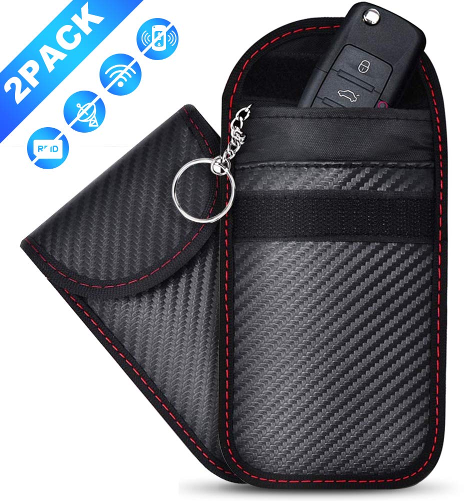 TAPUSEN 2 Pack Car Key Signal Blocker Case, Anti-theft Key Guard Faraday Bag RFID NFC Blocking Pouch for Keyless Entry Key Fob Protection