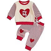 FYBITBO Baby Boy Girl Valentines Outfit Lover Boy Sweatshirt Shirt Sweater Red Heart Pants Toddler Valentines Clothes