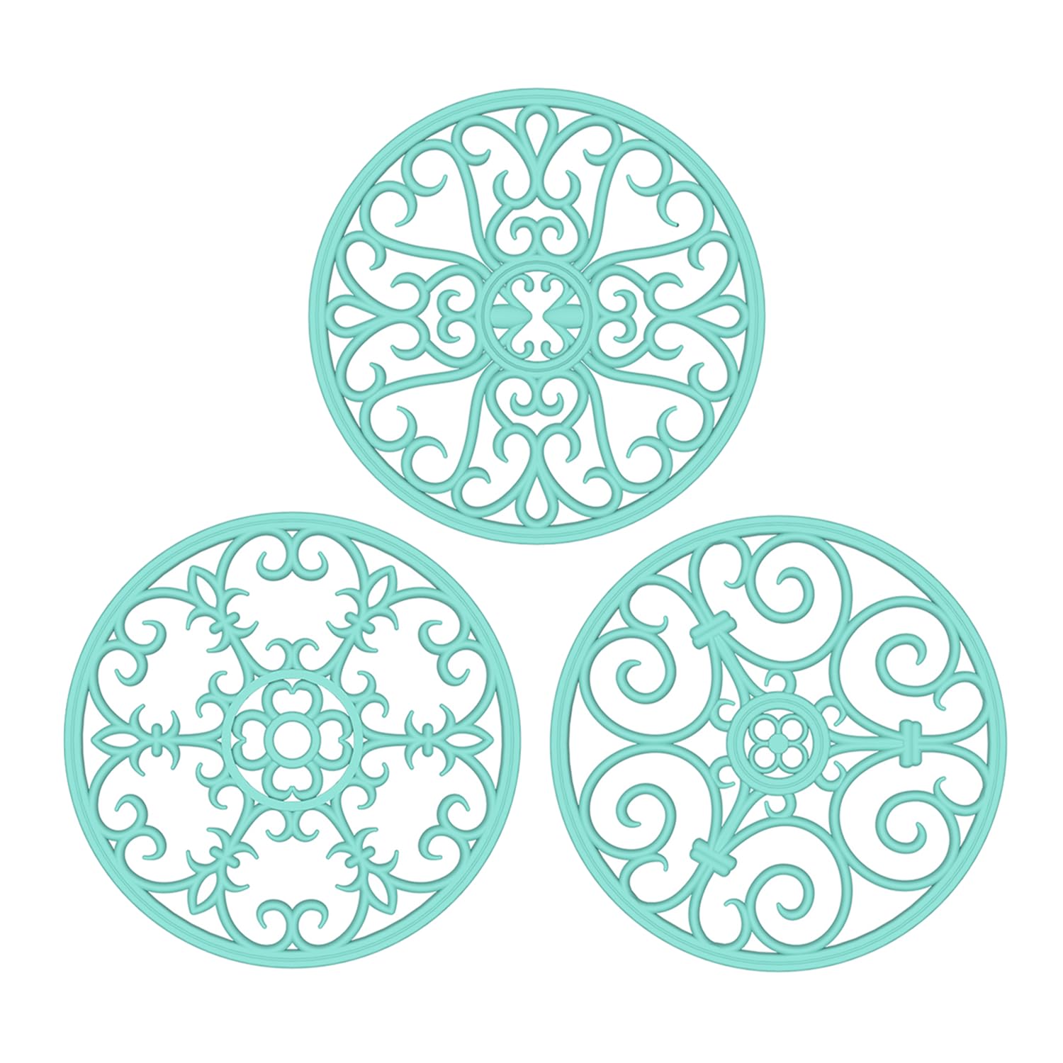 Silicone Trivet Mat 7.87" Multi-Use Hot Pads Round Pot Holders Heat Resistant Non Slip Flexible Durable Hot Pot for Dishes,Countertops,Tables Set of 3 (green)