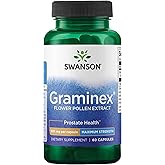Swanson Maximum Strength Graminex Flower Pollen Extract - Supports Prostate Health, Urinary Tract Function, and Kidney Health - Mens Health Supplement - (60 Capsules, 500mg Each)