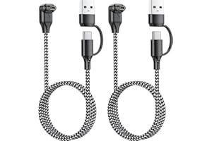 for Garmin Watch Charger 2 in 1 USB C & USB A Charger Cable for Garmin Watch L-Shape Braided Charging Cable for vivoactive 6 