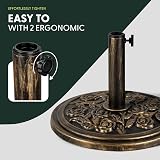 Keplin 12kg Cast Iron Effect Parasol Base Floral Pattern 45mm Diameter Bronze view 3