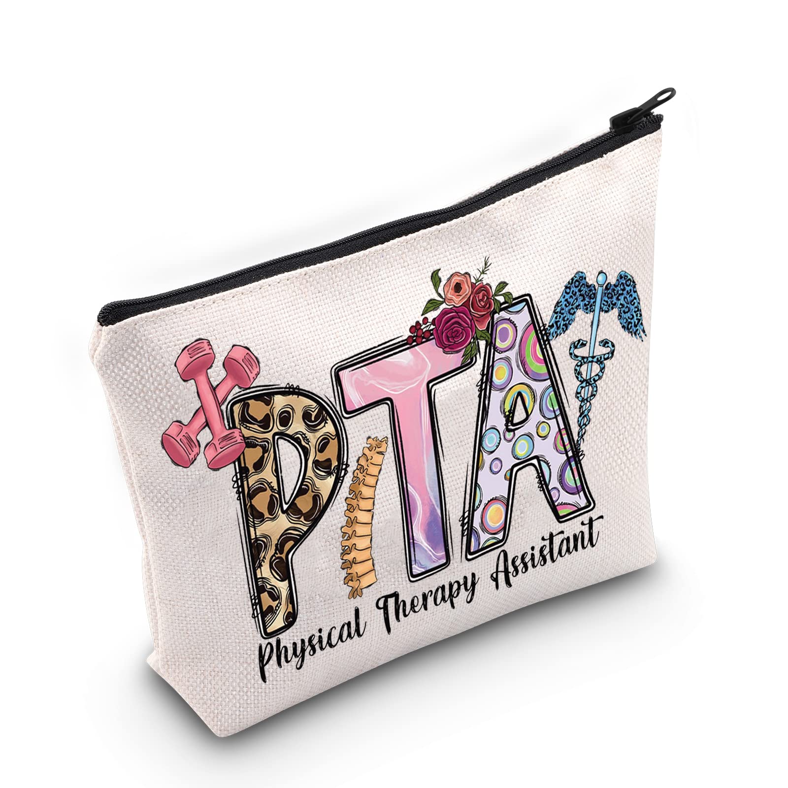 LEVLO Physical Therapy Assistant Zipper Pouch Bag Thank You Gift For PTA Physical Therapist Travel Pouch Bag PTA Student Graduation Gift, PTA, Cosmetic Bag