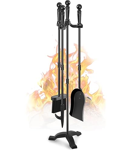 Amazon.com: UniFlame 4-Piece Black Wrought Iron Fireplace Tools