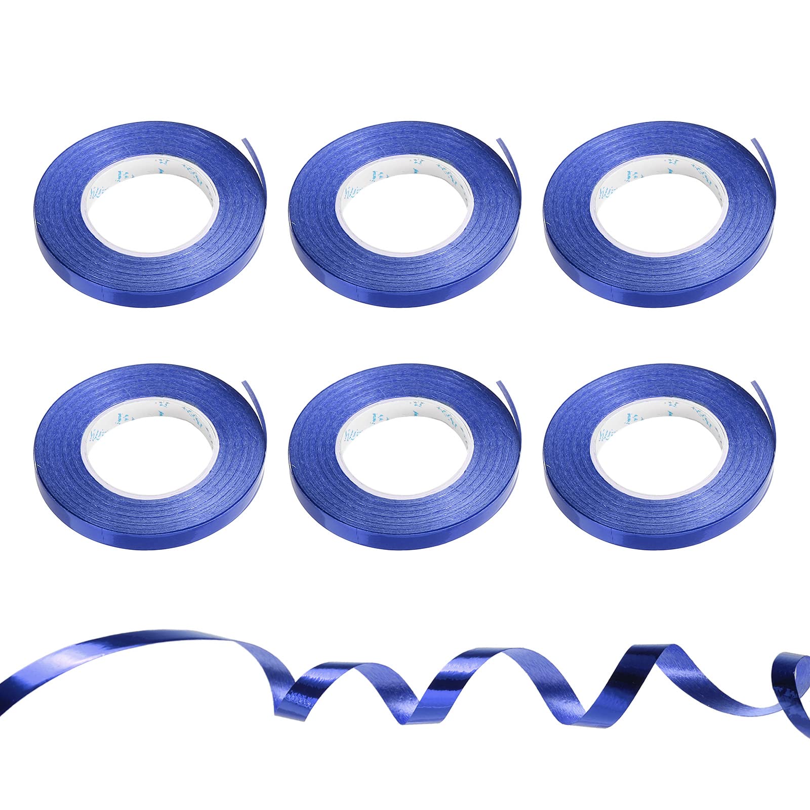 PATIKIL 6pcs Curling Ribbon Crimped Balloon String Shiny Metallic 5mm 10m Iridescent for Party Decoration Gift Wrapping Crafts Dark Blue — image 1