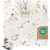 Pobibaby Premium Twin Full Sheets Sets, Kids Double Bed Sheets in Cotton Blend | Ultra-Soft Woodland Camping Print with Fitted Sheet, Flat Sheet & Pillowcases (Twin Wildflower)