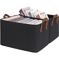 Goodpick Large Fabric Storage Baskets for Shelves, Storage Bins for Organizing, Cloth Baskets for Organizing, Black Storage B
