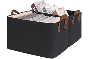 Goodpick Large Fabric Storage Baskets for Shelves, Storage Bins for Organizing, Cloth Baskets for Organizing, Black Storage B