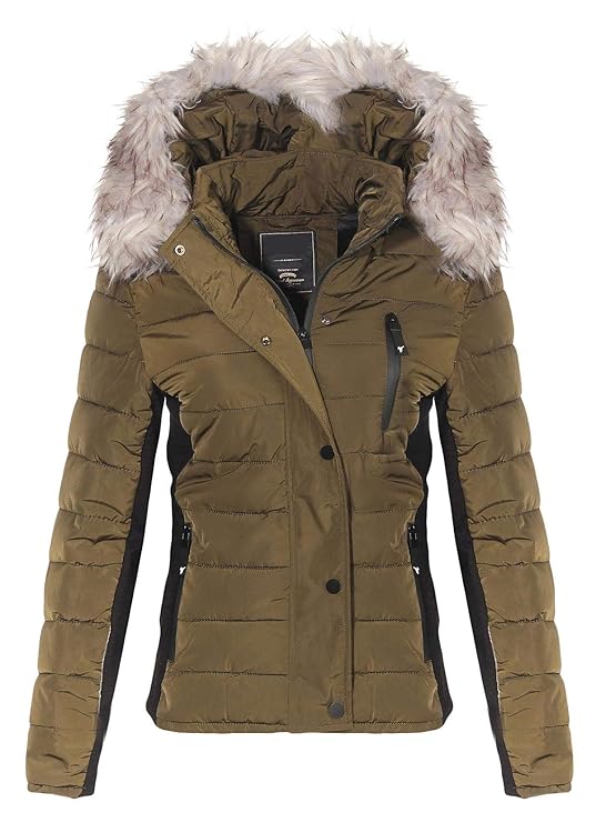 Malito Damen Winterjacke | gefütterte Steppjacke | Blouson mit Kapuze - Kurzjacke JF1839