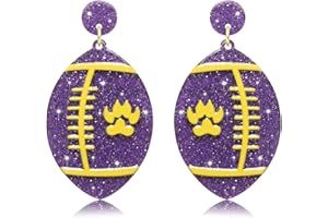 ARATLENCH Football Earrings Game Day Acrylic Glitter Football Mom Earrings College School Sports Team Spirit Earrings Cheer Football Mom Gift
