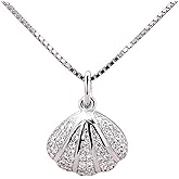Hiqmic 925 Sterling Silver Shell Pearl Zirconia Pendant Necklace White Gold Plated Fashion Jewelry Gifts 16"-18", WK99038