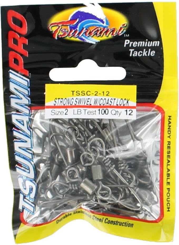Wirbel Tsunami Snap Swivel Strong Swivels with Coast Locks Size 61/0