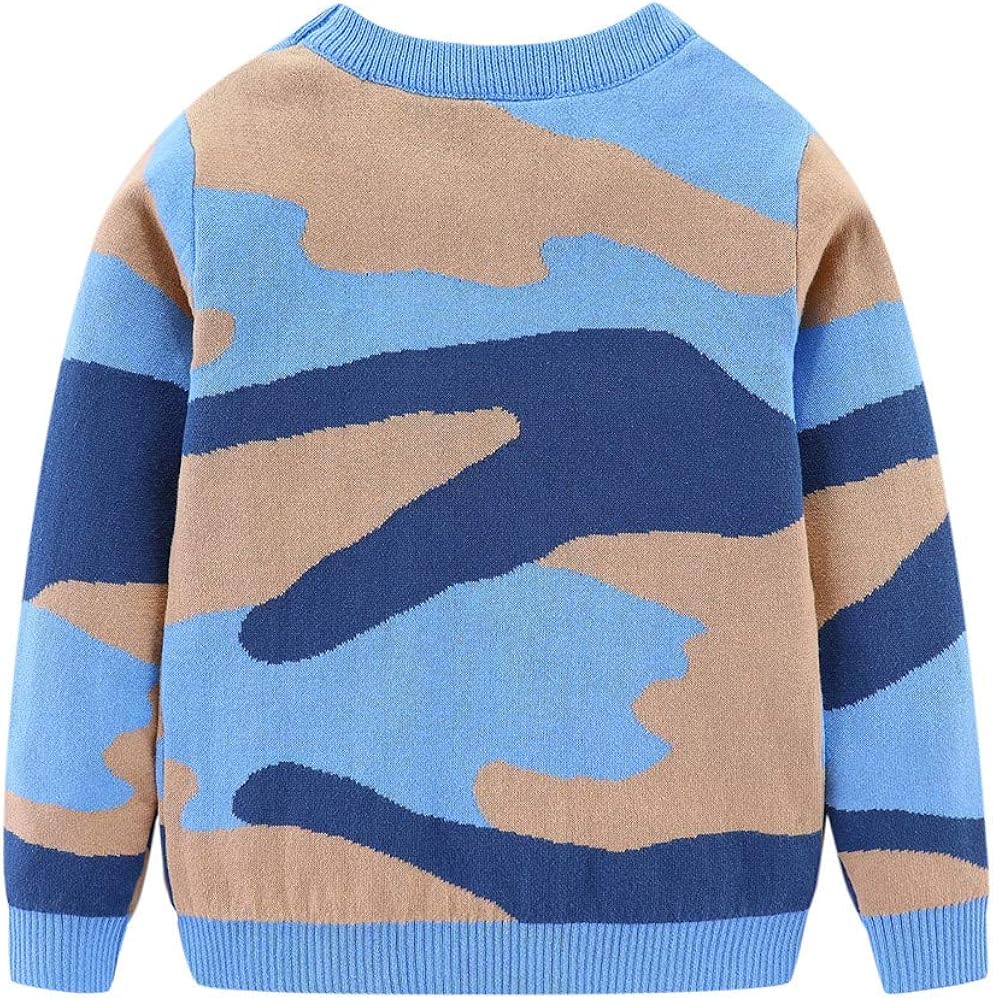 Mud Kingdom Toddler Boys Sweater Green Camouflage Crewneck: Clothing