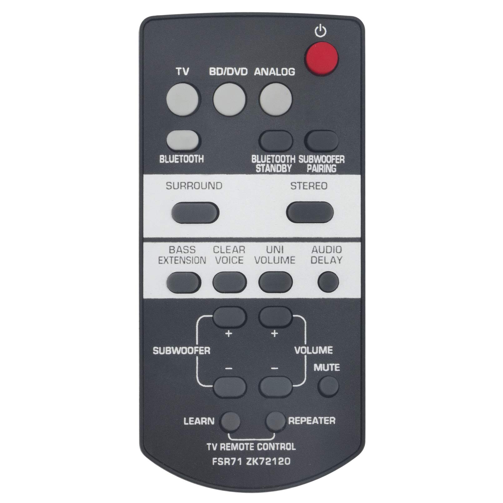 ALLIMITY FSR71 ZK72120 Remote Control Replace fit for YAMAHA Soundbar YAS-203 YAS-CU203 NS-WSW41 YAS203 YASCU203 NSWSW41