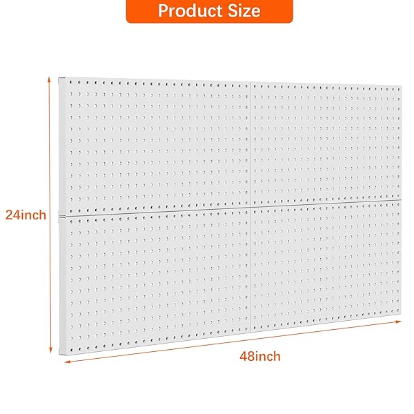TORACK 4 PCS METAL PEGBOARD PANELS(12″ X 24″) FOR WALL, GARAGE TOOLS ORGANIZER PEGBOARD FOR WORKBENCH, MODULAR PEG BOARD, TOOL ORGANIZER BOARD KIT(PACK OF 4, GREY)