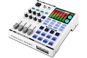 KASCHUN Gaming Audio Mixer,A sound card with 48V phantom power, Bluetooth/6.35mm/3.5mm/XLR inputs,and live sound card with voice conversion DJ mixer effects,Audio Interface for Streaming/Podcast/PC