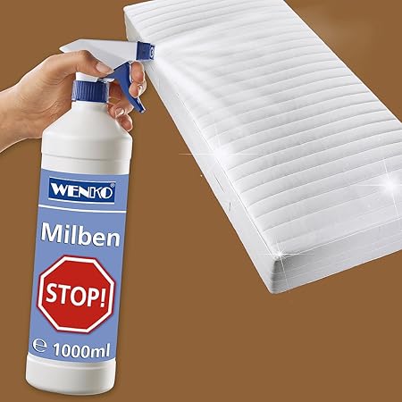 WENKO 4015015500 Milben-Stopp Spray - antibakteriell, neutralisierend, Fassungsvermögen 1 L, Chemie, 8 x 28 x 8 cm