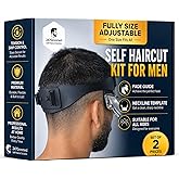 247 Groomed Self Haircut Kit for Men, Neckline &amp; Fade Guide, 2-Piece | Self Haircut Kit with Adjustable Neckline Guide, Fade Guide, Line Up Tool for DIY Home Haircuts for Men, Kids and Seniors