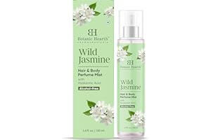 Botanic Hearth Wild Jasmine Hair Perfume & Body Perfume Mist with Hyaluronic Acid, Alcohol-Free, Long Lasting Hydrating Body & Hair Spray, 3.4 fl oz / 100 ml