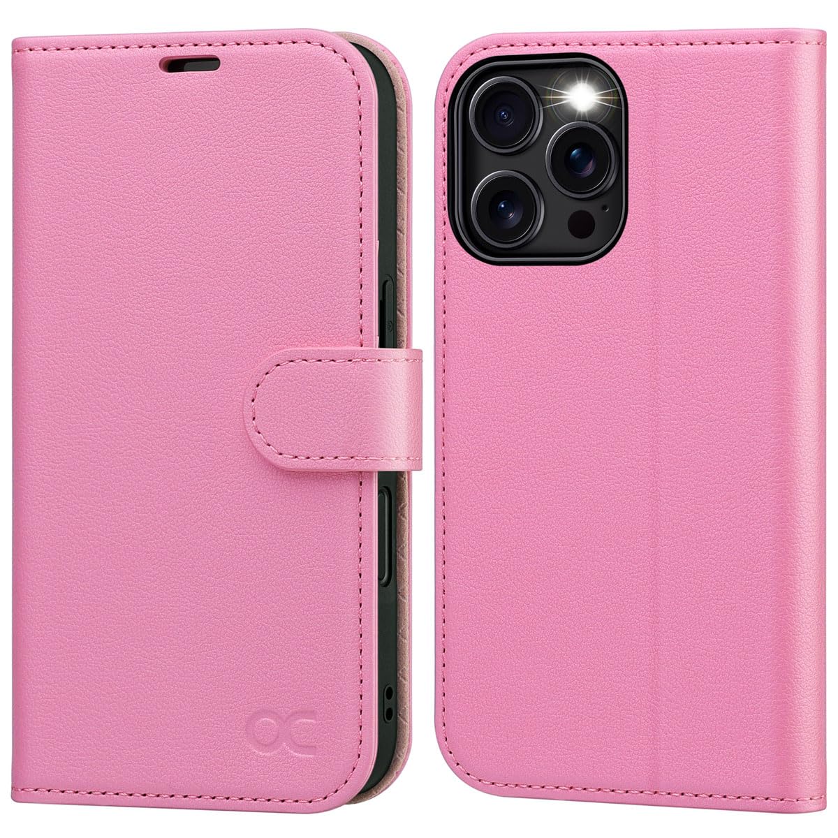 OCASE for iPhone 16 Pro Max Case, PU Leather Wallet, Magnetic Flip Folio Cover with RFID Blocking, Card Holders, Shockproof TPU, and Kickstand for 6.9 Inch iPhone 16 Pro Max (2024), Pink