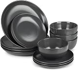 Dawsons Living Dinnerware Set Ceramic Amalfi 16 Piece Charcoal view 2