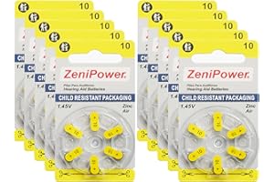 Zenipower Hearing Aid Batteries Size: 10 (60 Batteries)