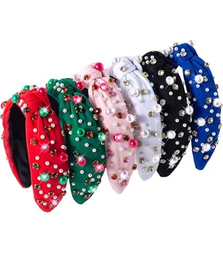 12 Pcs Christmas Headbands Women Wide Retro Snowflake Plaid Holiday Accessories Amazon.com : Yilloog 12 Pcs Christmas Knotted Retro Hair  main image 2