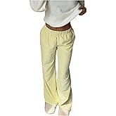 GORGLITTER Women's Striped Baggy Pants Wide Leg High Waisted Cute Trendy Dressy Casual Trousers Lounge Pants